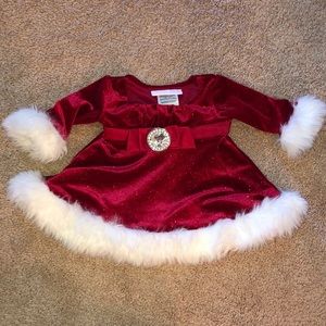Baby girl velvet sparkle red Christmas dress